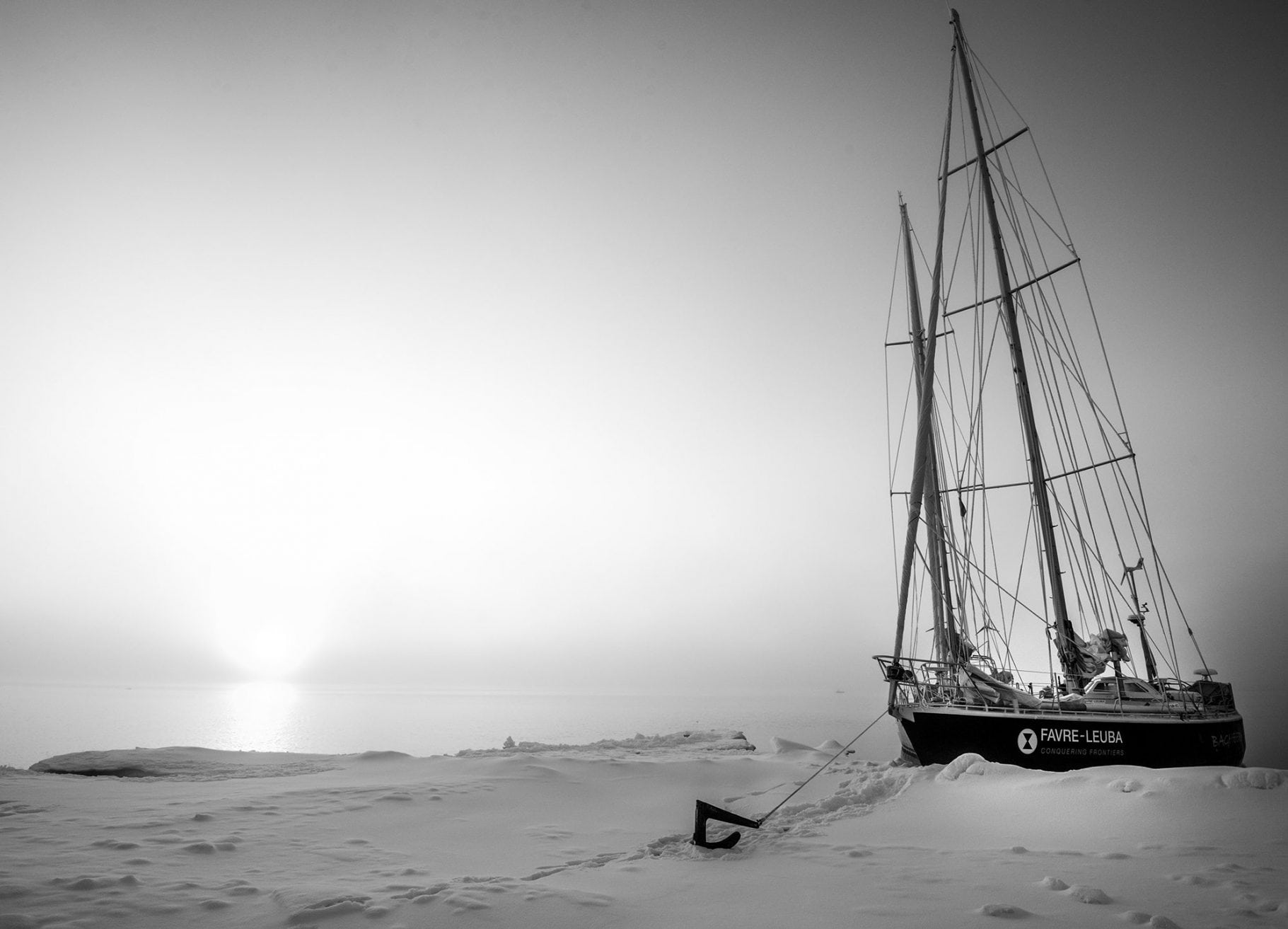 Artic Mission boat, anchor, sea ice