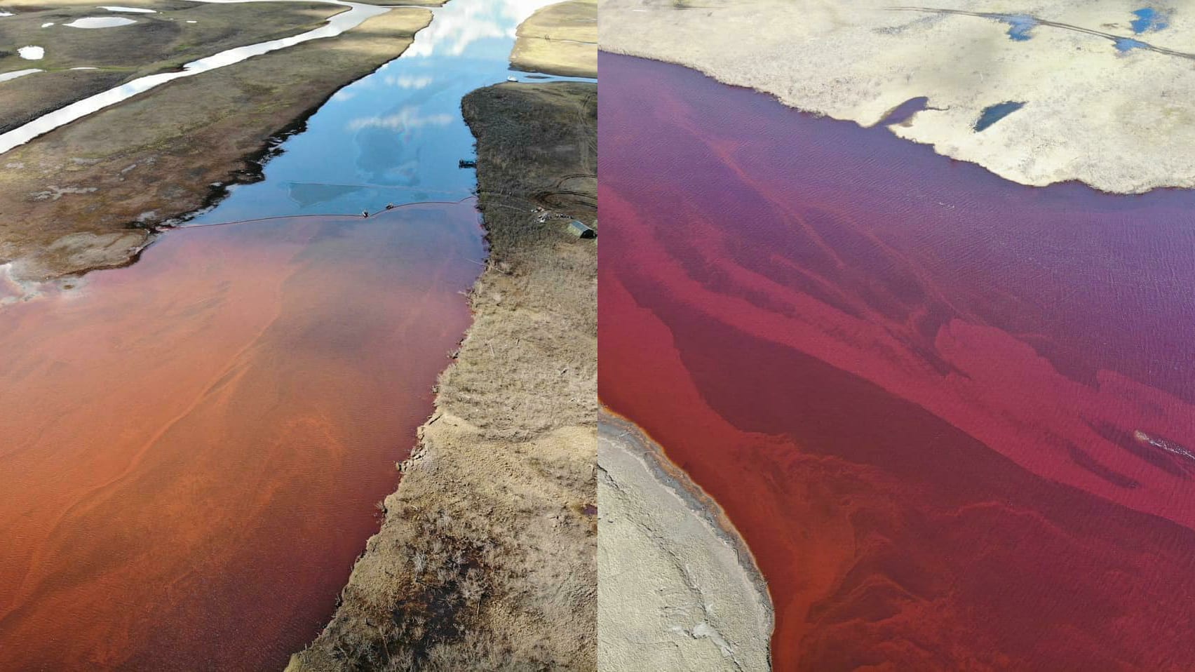 Ambarnaya river Arctic Circle Oil Spill
